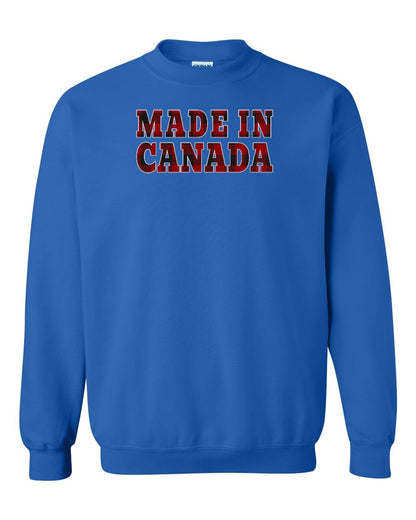 Made in Canada Plaid Background Full Crewneck - Gildan Canada (sewn Internationally)