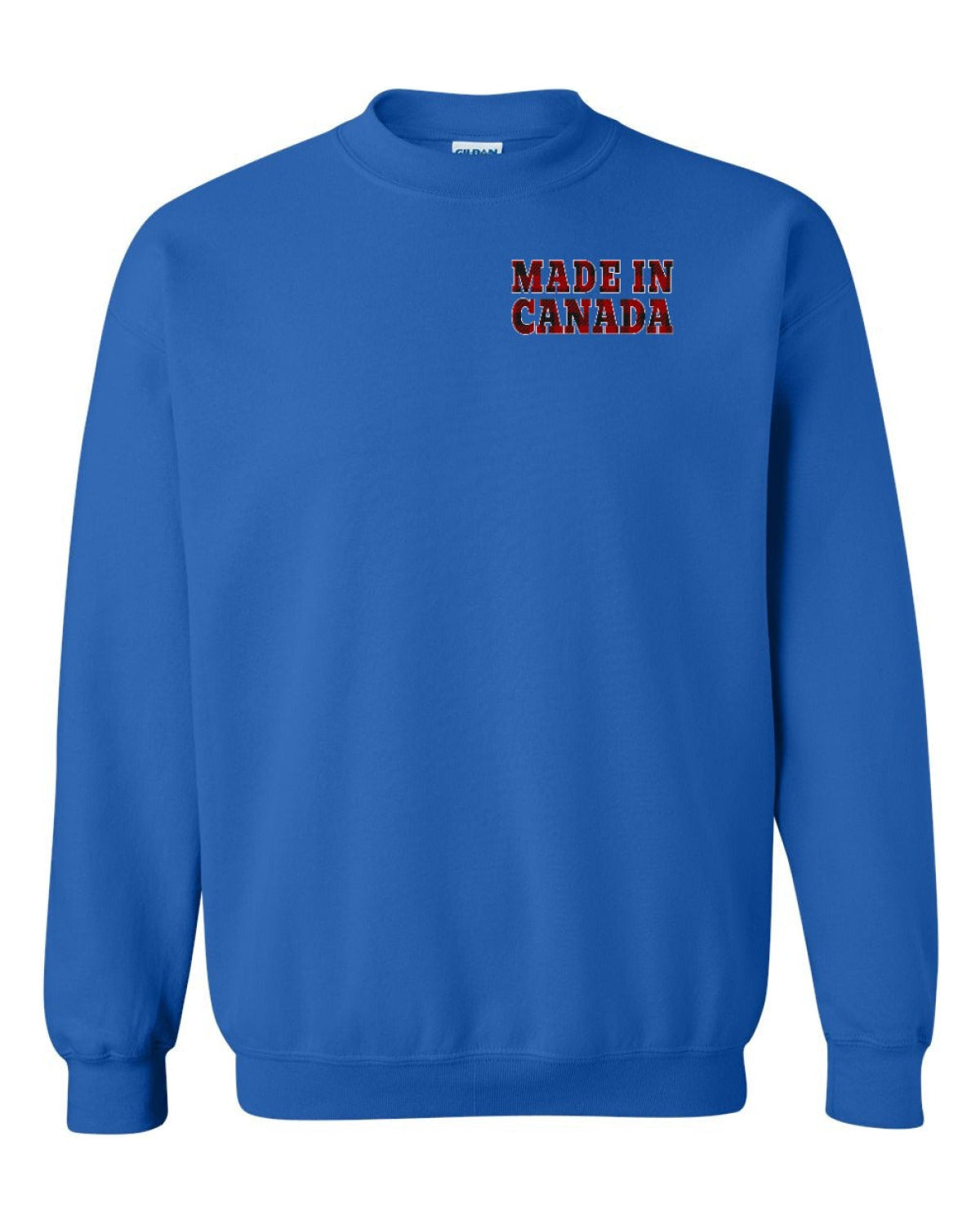 Made in Canada Plaid Background Left Chest Crewneck - Unisex