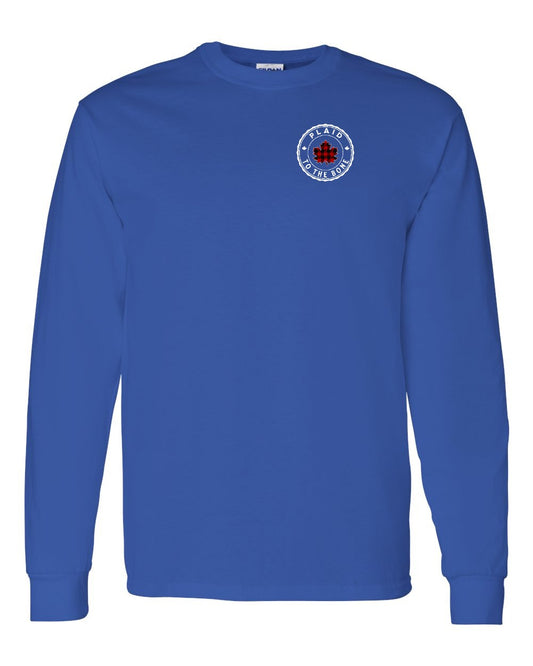 Plaid to the Bone Circle Leaf Left Chest and Back Long Sleeve - Gildan Canada (sewn Internationally)