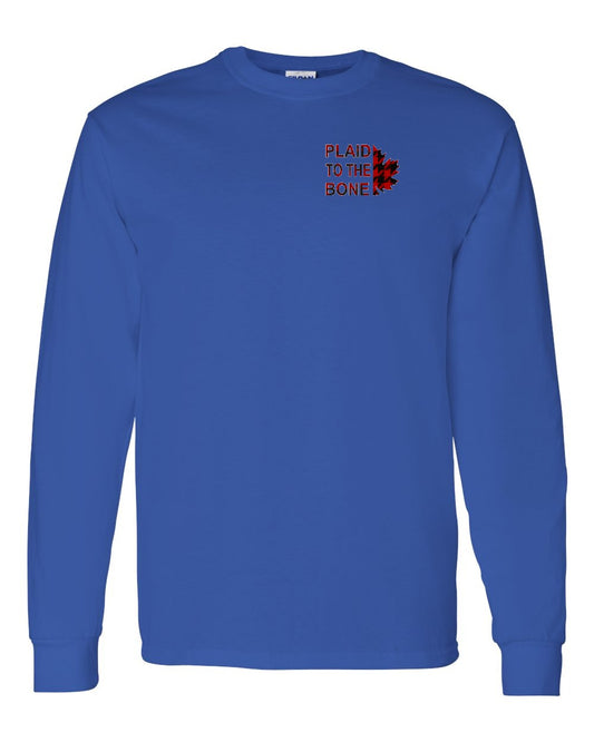Plaid to the Bone Stacked Leaf Left Chest and Back Long Sleeve - Gildan Canada (sewn Internationally)