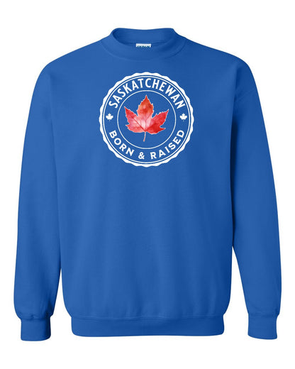 Born and Raised Saskatchewan Full Crewneck - Gildan Canada (sewn Internationally)
