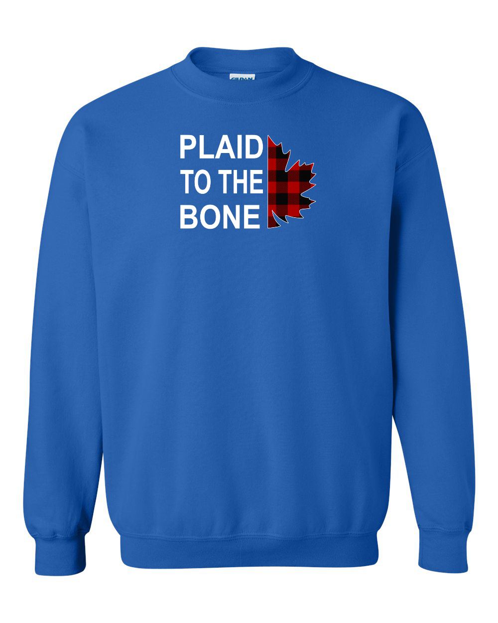 Plaid to the Bone Stacked Leaf Full Crewneck