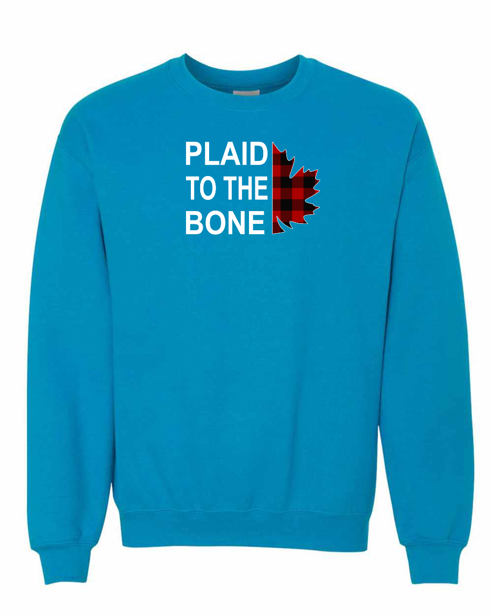 Plaid to the Bone Stacked Leaf Full Crewneck