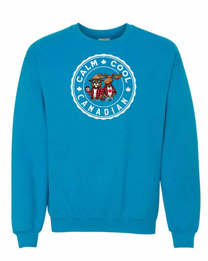 Calm Cool Moose and Beaver Full Crewneck - Gildan Canada (sewn Internationally)