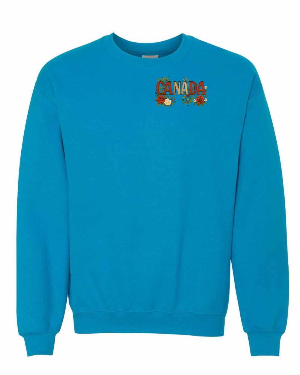 Canada Flowers Left Chest and Back Crewneck - Gildan Canada (sewn Internationally)