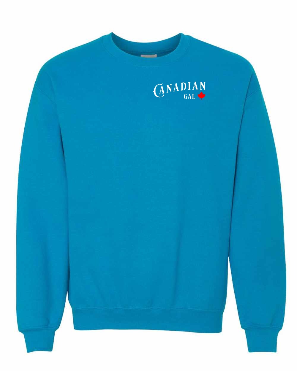 Canadian Gal Left Chest and Back Crewneck - Gildan Canada (sewn Internationally)