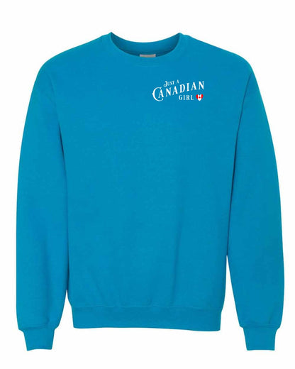 Just A Canadian Girl (Heart Flag Full) Left Chest and Back Crewneck - Gildan Canada (sewn Internationally)