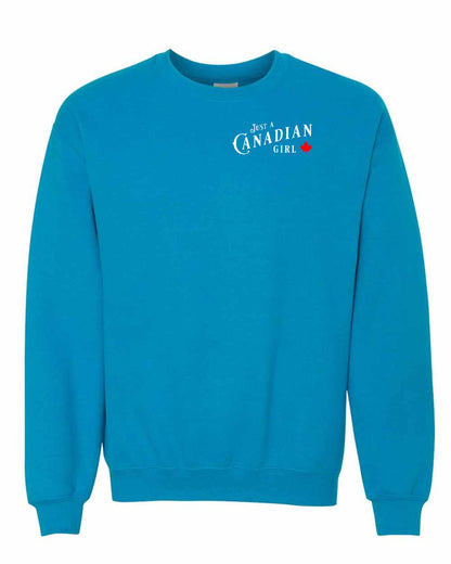 Just a canadian Girl Left Chest and Back Crewneck - Gildan Canada (sewn Internationally)