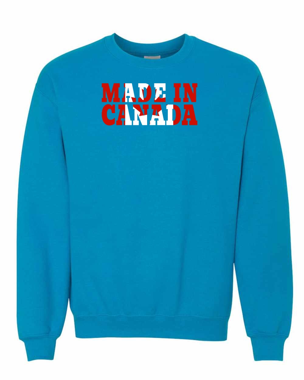 Made in Canada Flag Background Full Crewneck - Gildan Canada (sewn Internationally)