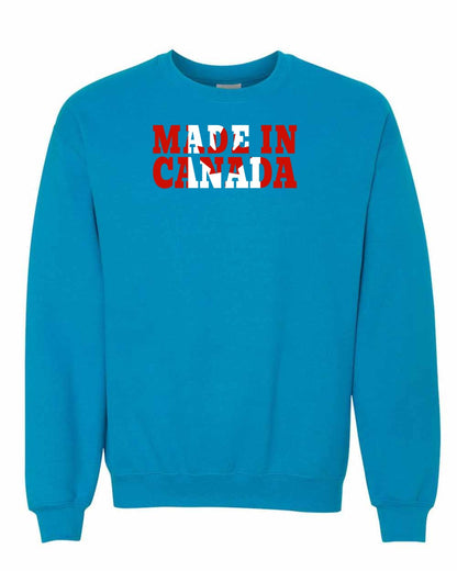 Made in Canada Flag Background Full Crewneck - Gildan Canada (sewn Internationally)