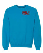 Made in Canada Plaid Background Left Chest and Back Crewneck