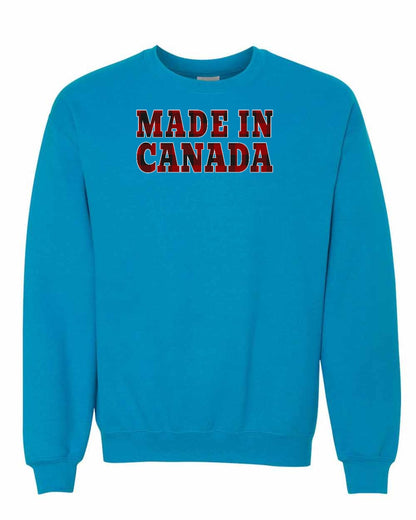 Made in Canada Plaid Background Full Crewneck - Gildan Canada (sewn Internationally)