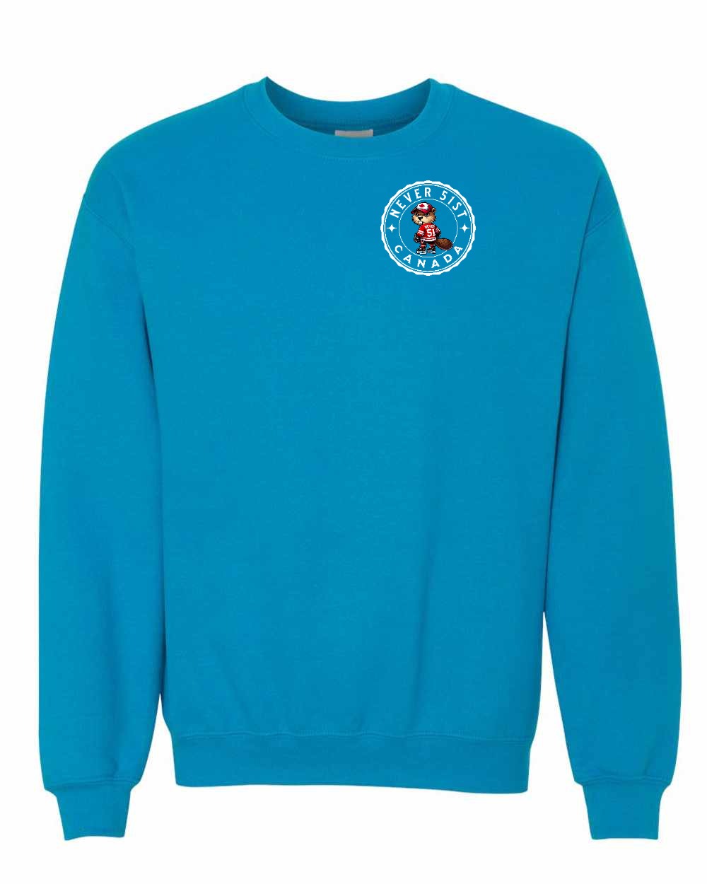 Never 51st Beaver Left Chest and Back Crewneck