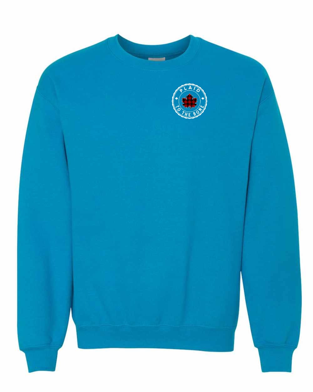 Plaid to the Bone Circle Leaf Left Chest and Back Crewneck - Gildan Canada (sewn Internationally)