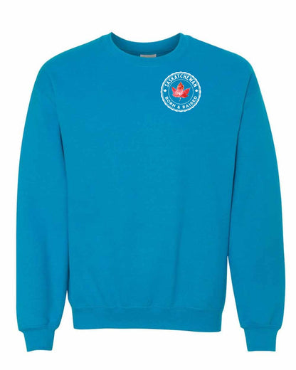 Born and Raised Saskatchewan Left Chest and Back Crewneck - Gildan Canada (sewn Internationally)
