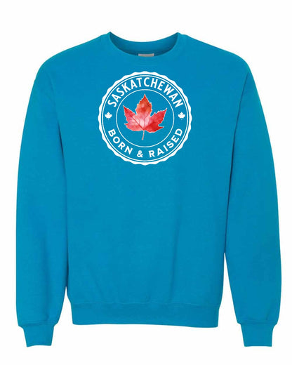 Born and Raised Saskatchewan Full Crewneck - Gildan Canada (sewn Internationally)