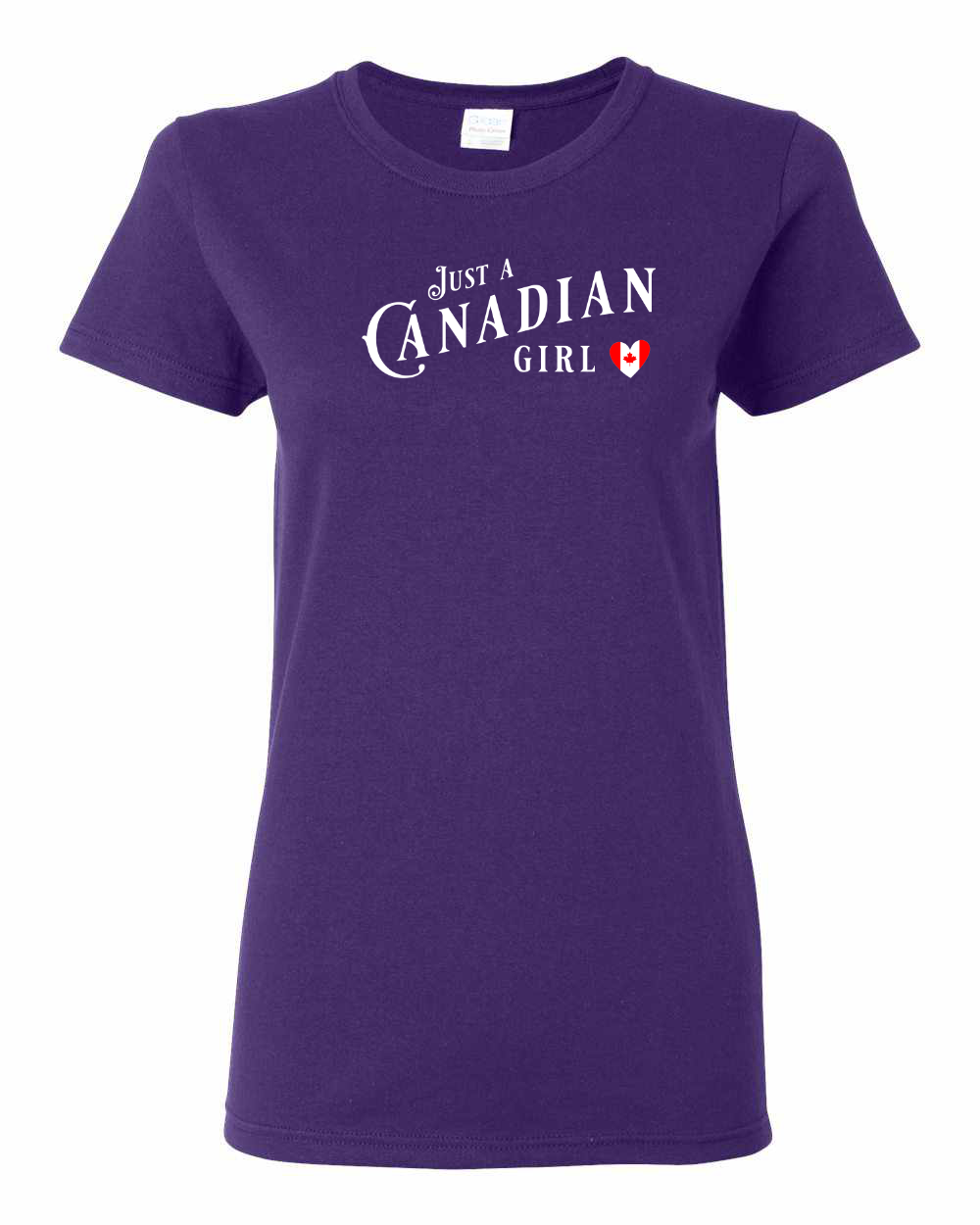 Canadian Girl Heart Flag Full Front Women's Tee - Gildan Canada (sewn Internationally)
