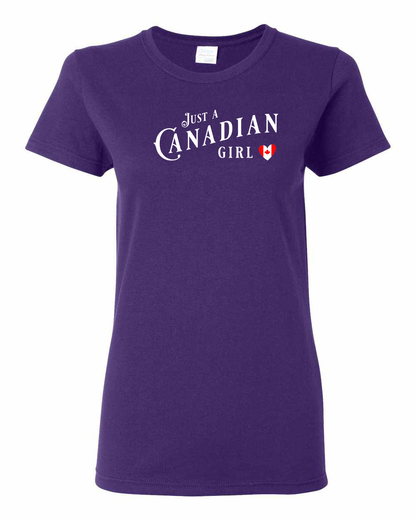 Canadian Girl Heart Flag Full Front Women's Tee - Gildan Canada (sewn Internationally)