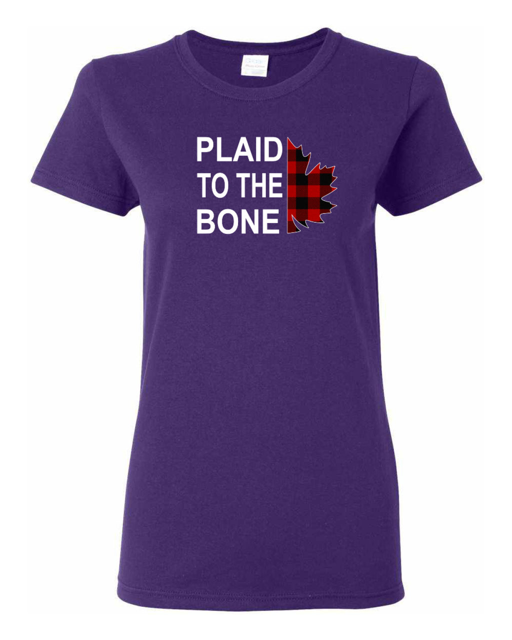Plaid to the Bone Stacked White   Women's Tee