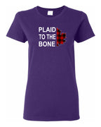 Plaid to the Bone Stacked White   Women's Tee