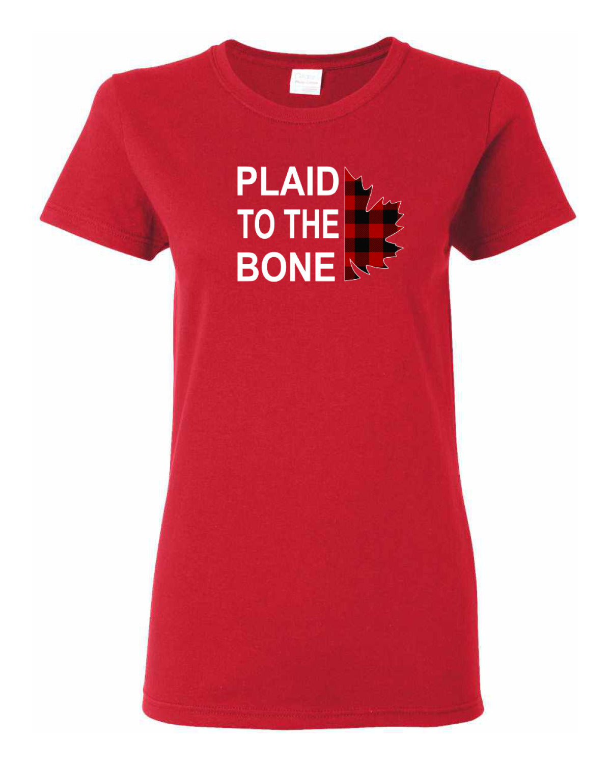 Plaid to the Bone Stacked White   Women's Tee