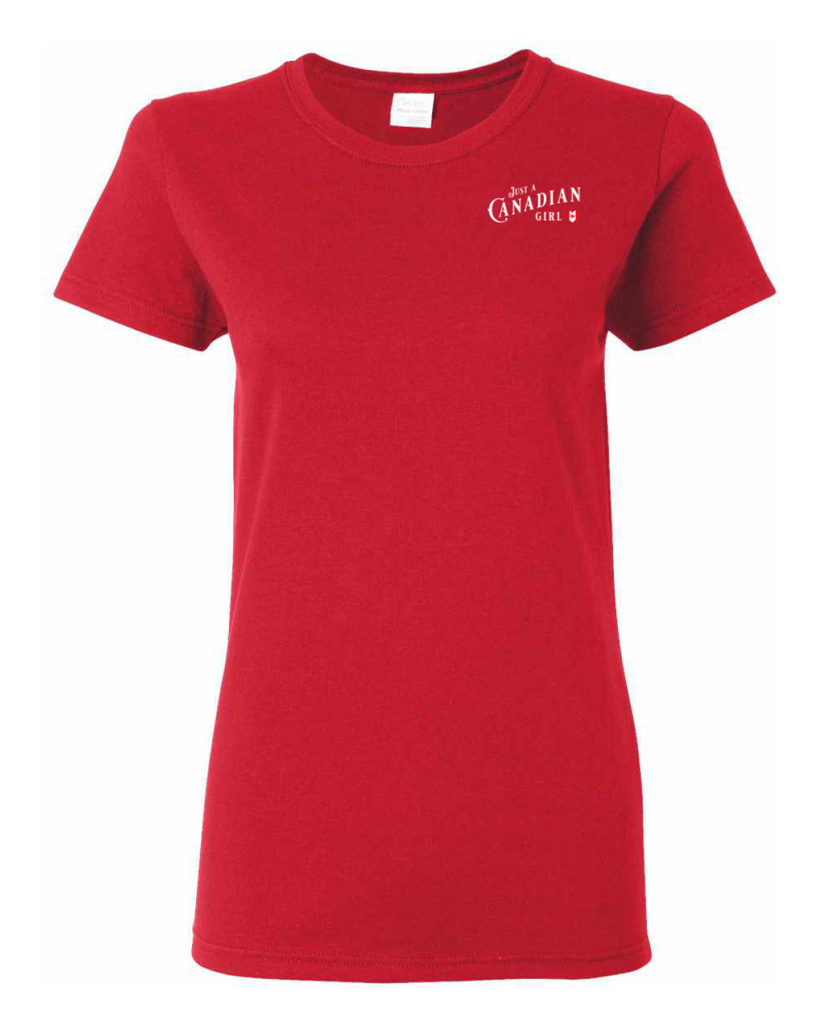 Just a Canadian Girl Heart Flag Left Chest and Back Women's Tee