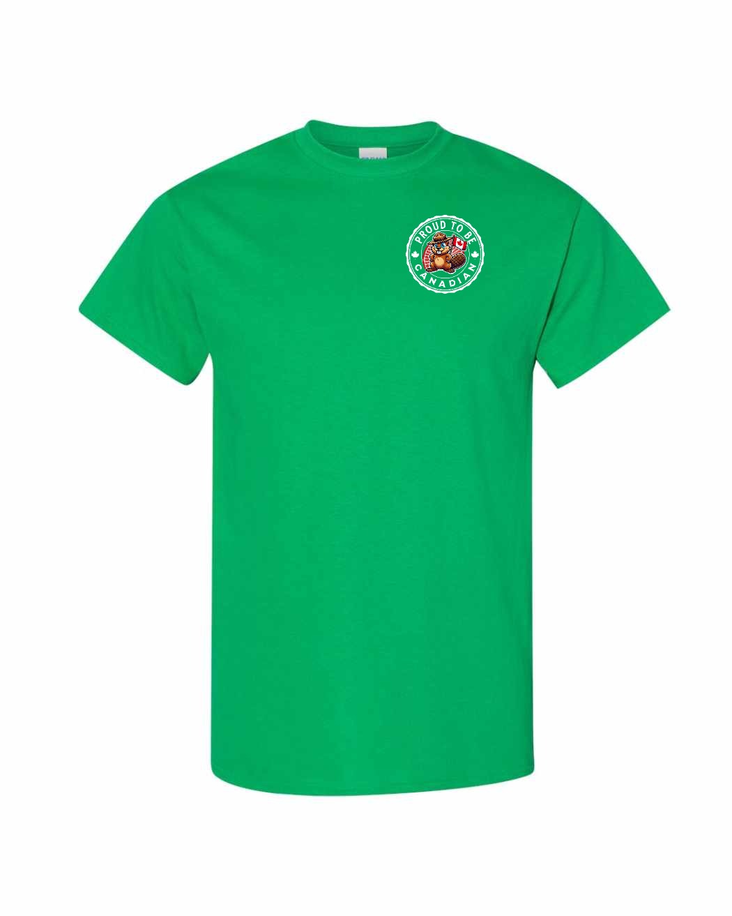 Proud to Be Canadian Beaver Left Chest & Back Men's Tee