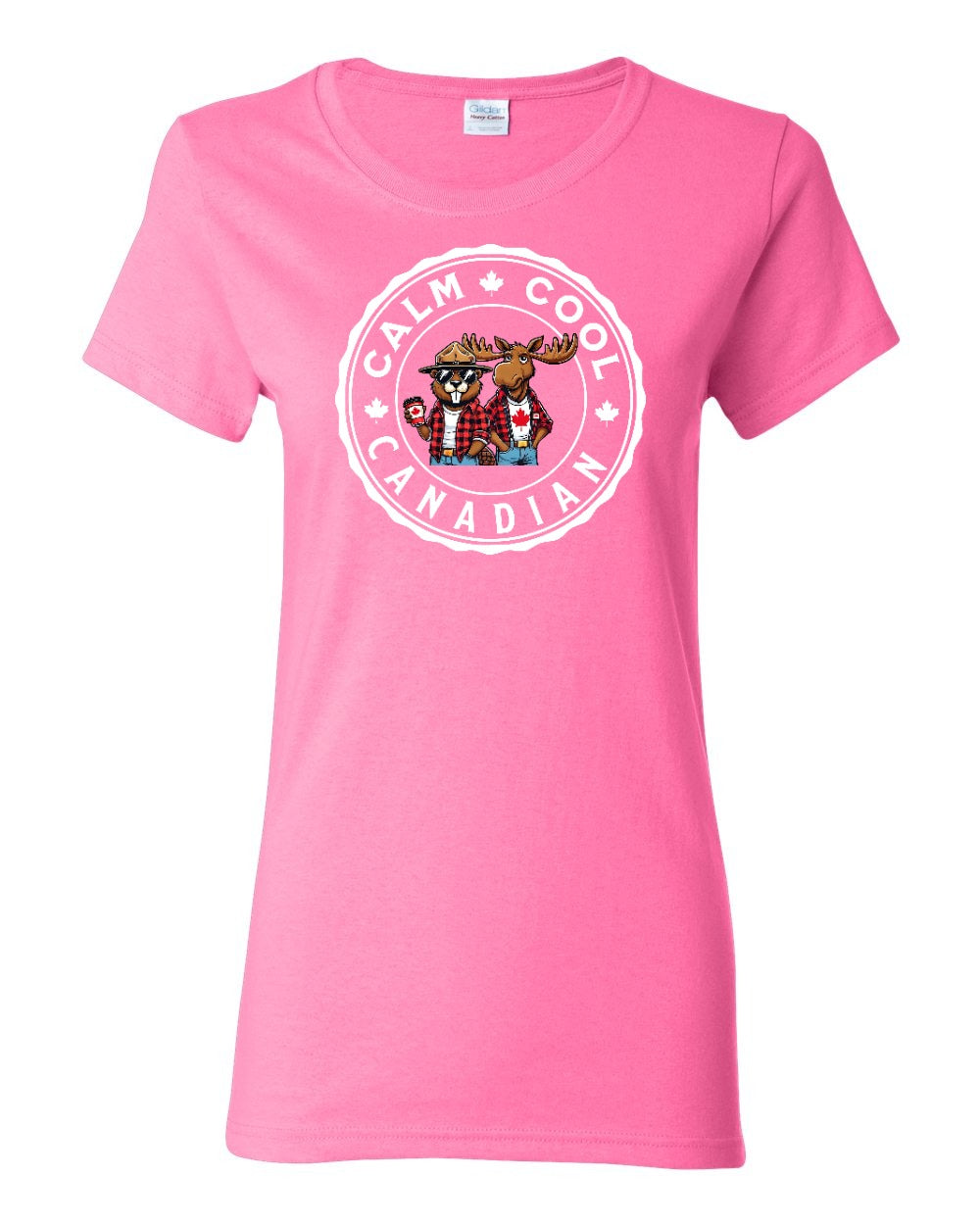 Calm Cool Canadian Beaver and Moose Women's Tee - Gildan Canada (sewn Internationally)