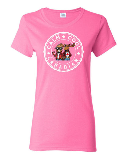 Calm Cool Canadian Beaver and Moose Women's Tee - Gildan Canada (sewn Internationally)