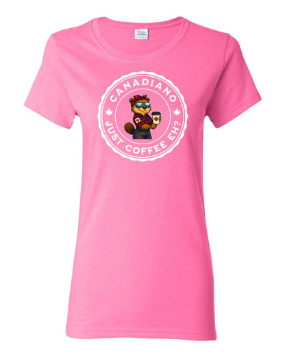 Canadiano Just Coffee EH? Female Beaver  Women's Tee - Gildan Canada (sewn Internationally)