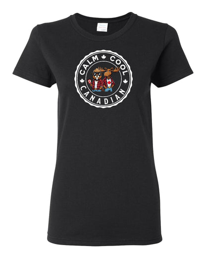 Calm Cool Canadian Beaver and Moose Women's Tee - Gildan Canada (sewn Internationally)