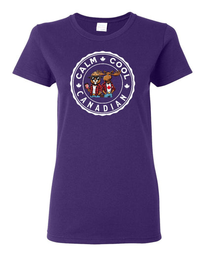 Calm Cool Canadian Beaver and Moose Women's Tee - Gildan Canada (sewn Internationally)