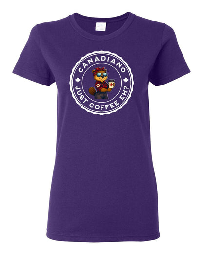 Canadiano Just Coffee EH? Female Beaver  Women's Tee - Gildan Canada (sewn Internationally)