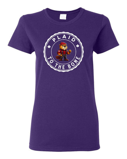 Plaid to the Bone Beaver Full Front Women's Tee - Gildan Canada (sewn Internationally)