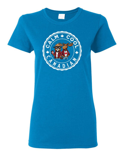 Calm Cool Canadian Beaver and Moose Women's Tee - Gildan Canada (sewn Internationally)
