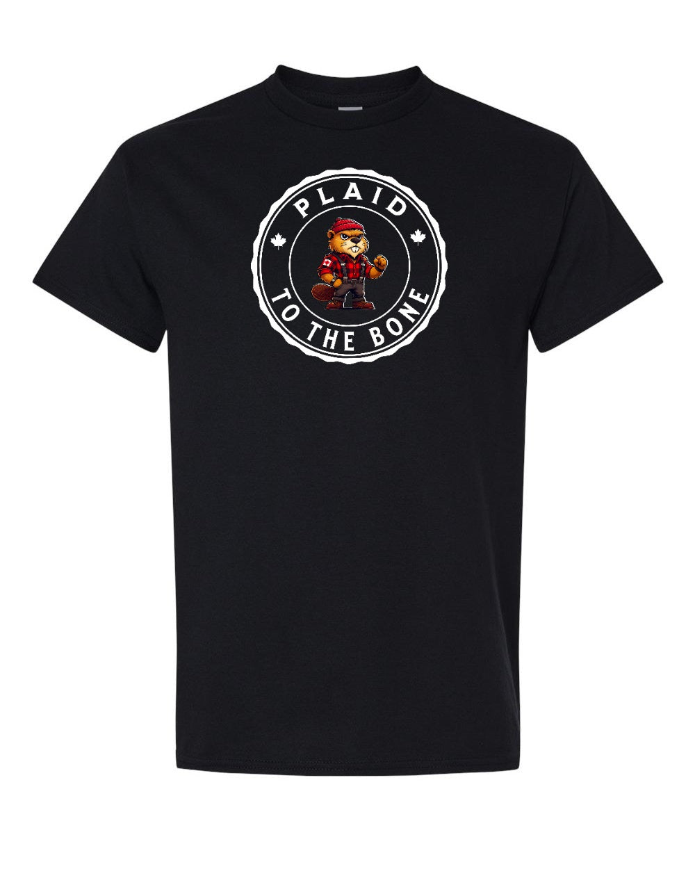 Plaid to the Bone Male Beaver Men's Tee - Gildan Canada (sewn Internationally)