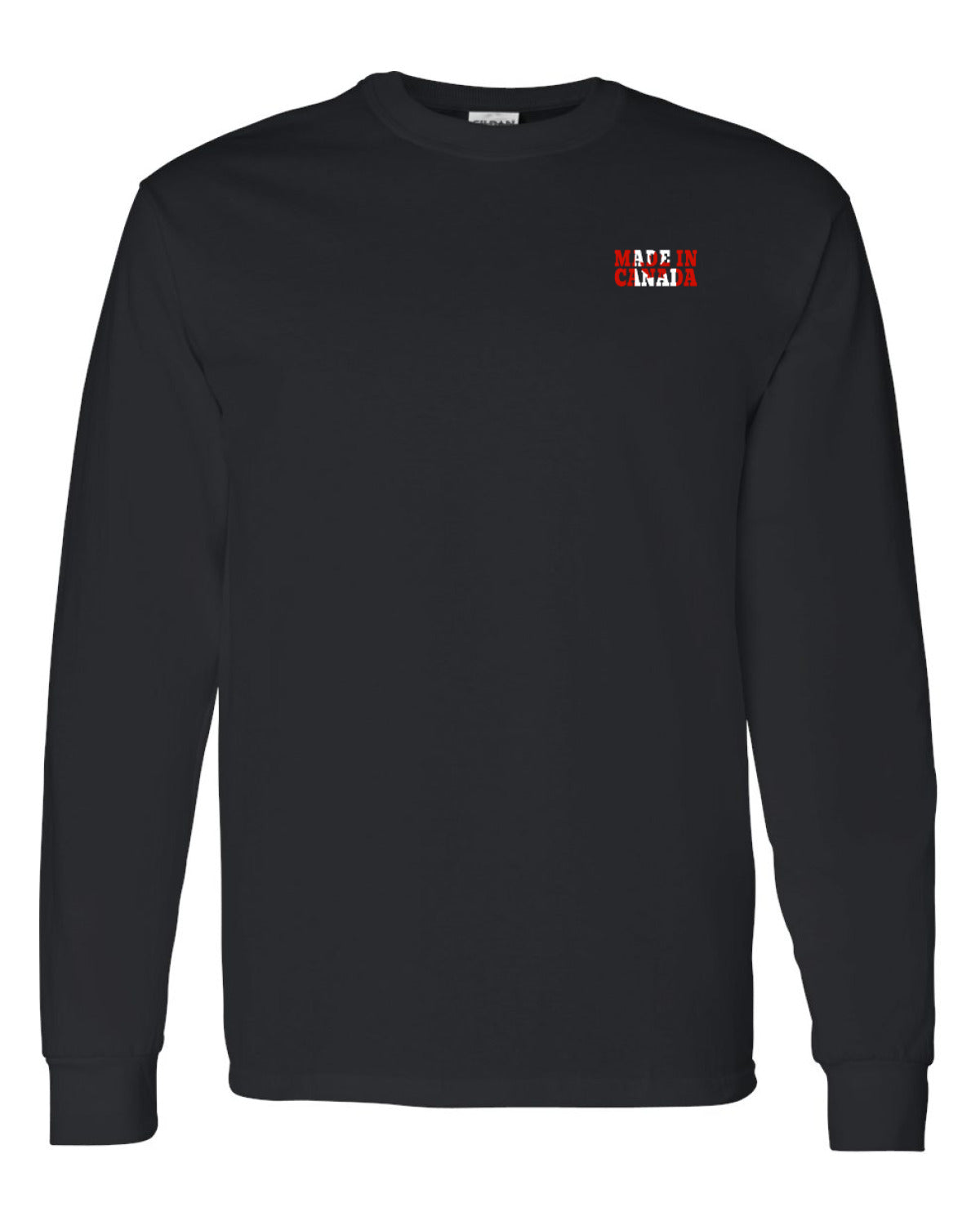 Made In Canada Flag Background Left Chest And Back  Long Sleeve Tee ) - Unisex