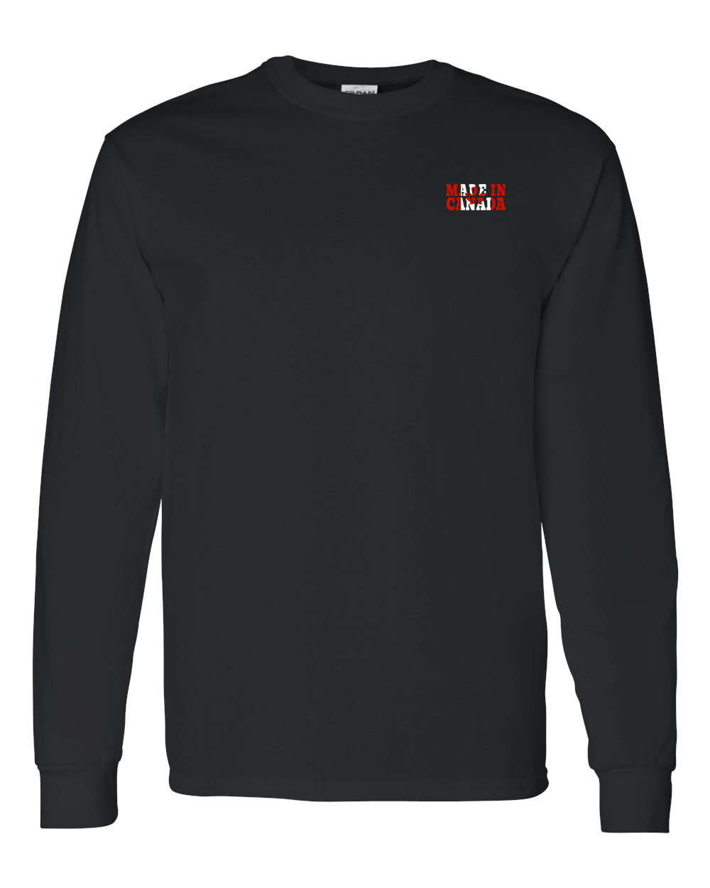 Made In Canada Flag Background Left Chest  Long Sleeve Tee ) - Unisex