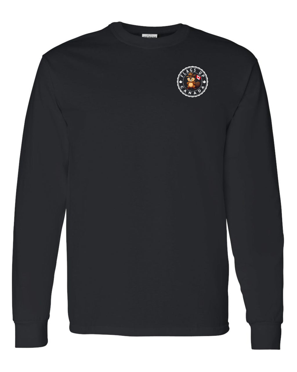 Flags Up Canada Male Beaver Version Left Chest And Back  Long Sleeve Tee ) - Unisex
