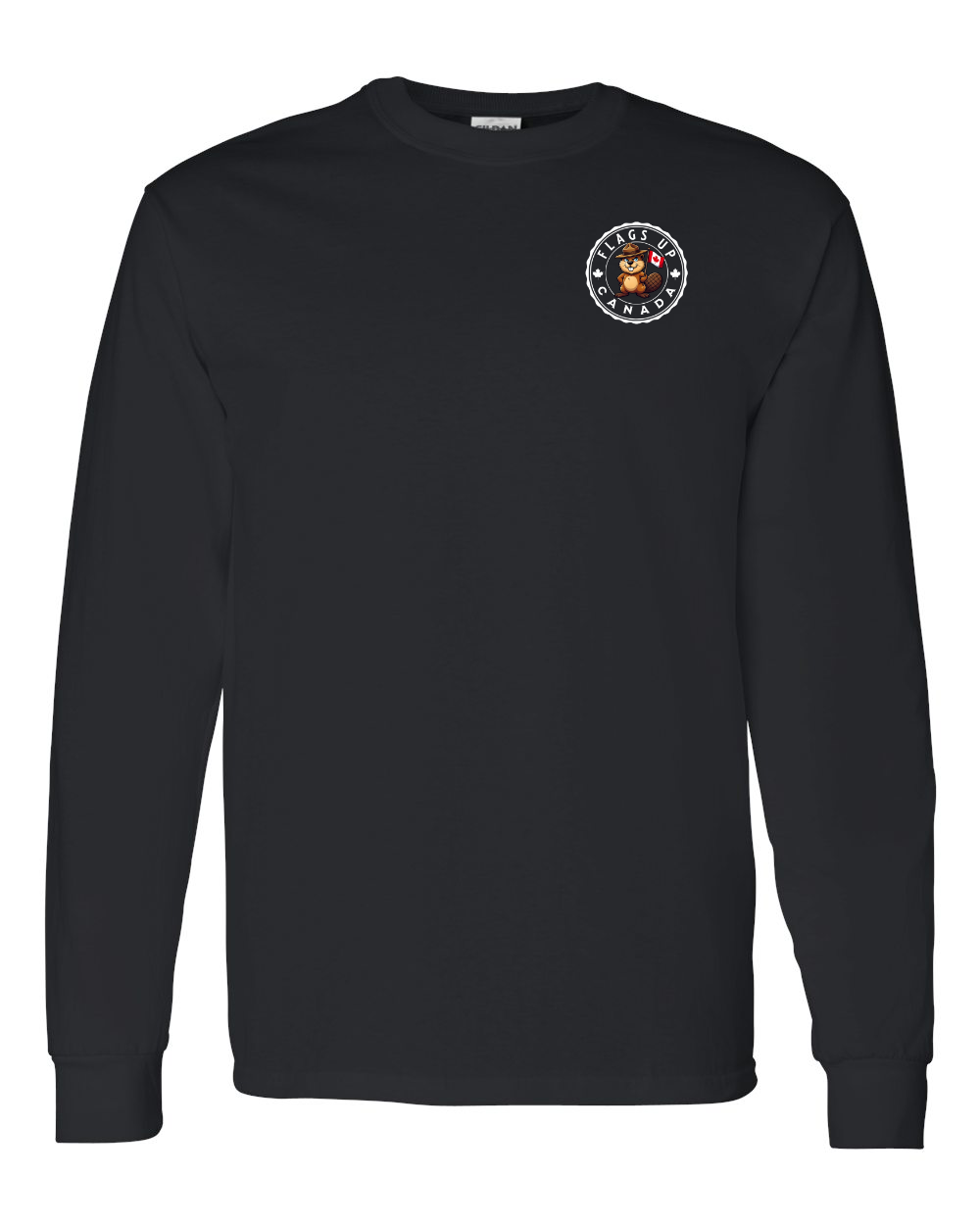 Flags Up Canada Male Beaver Version Left Chest  Long Sleeve Tee ) - Unisex