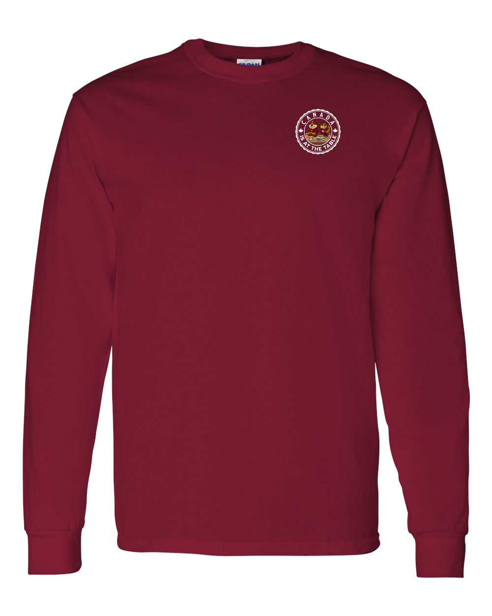Canada Is At The Table Left Chest Long Sleeve Tee - Gildan Canada (sewn Internationally )