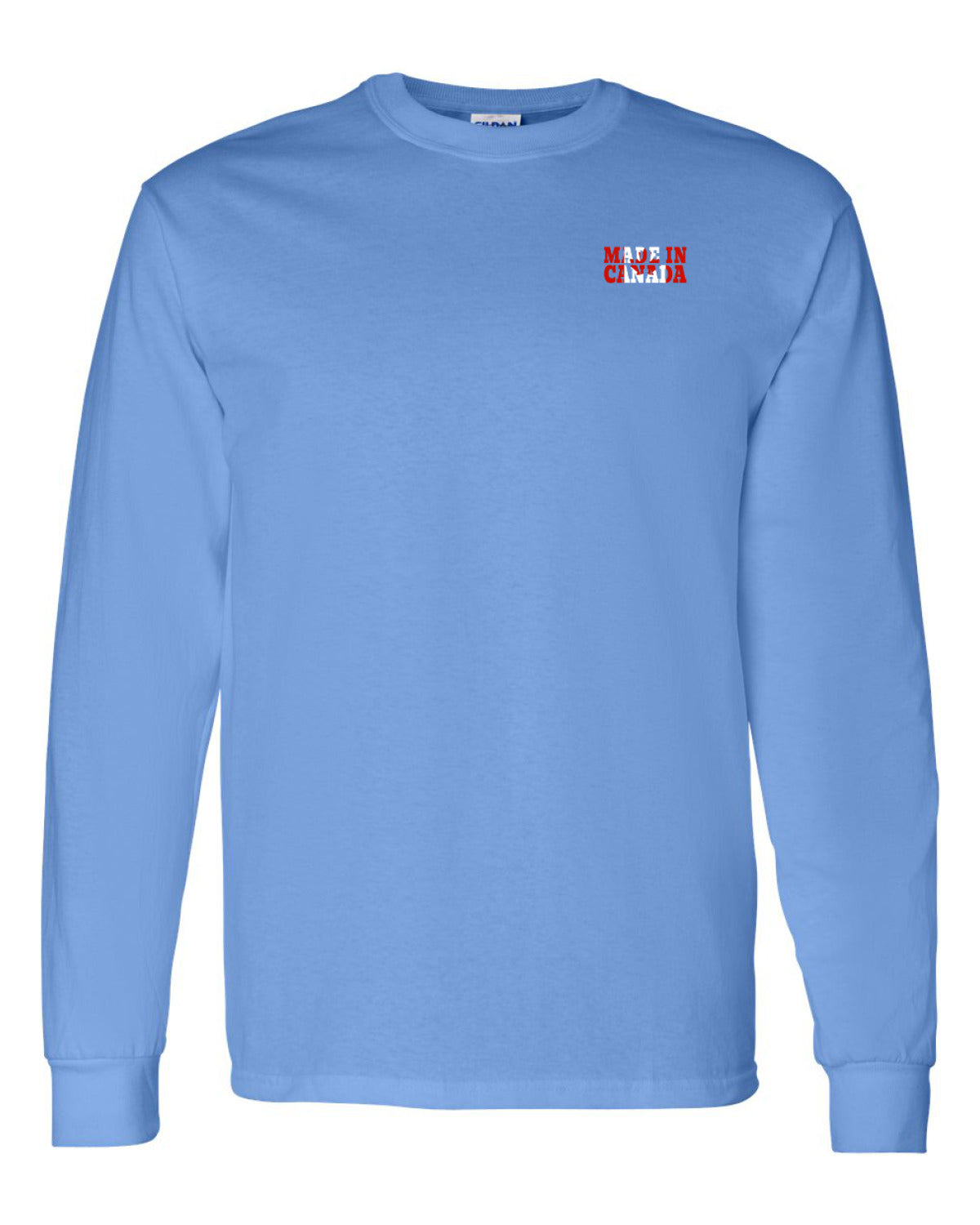 Made In Canada Flag Background Left Chest And Back  Long Sleeve Tee ) - Unisex