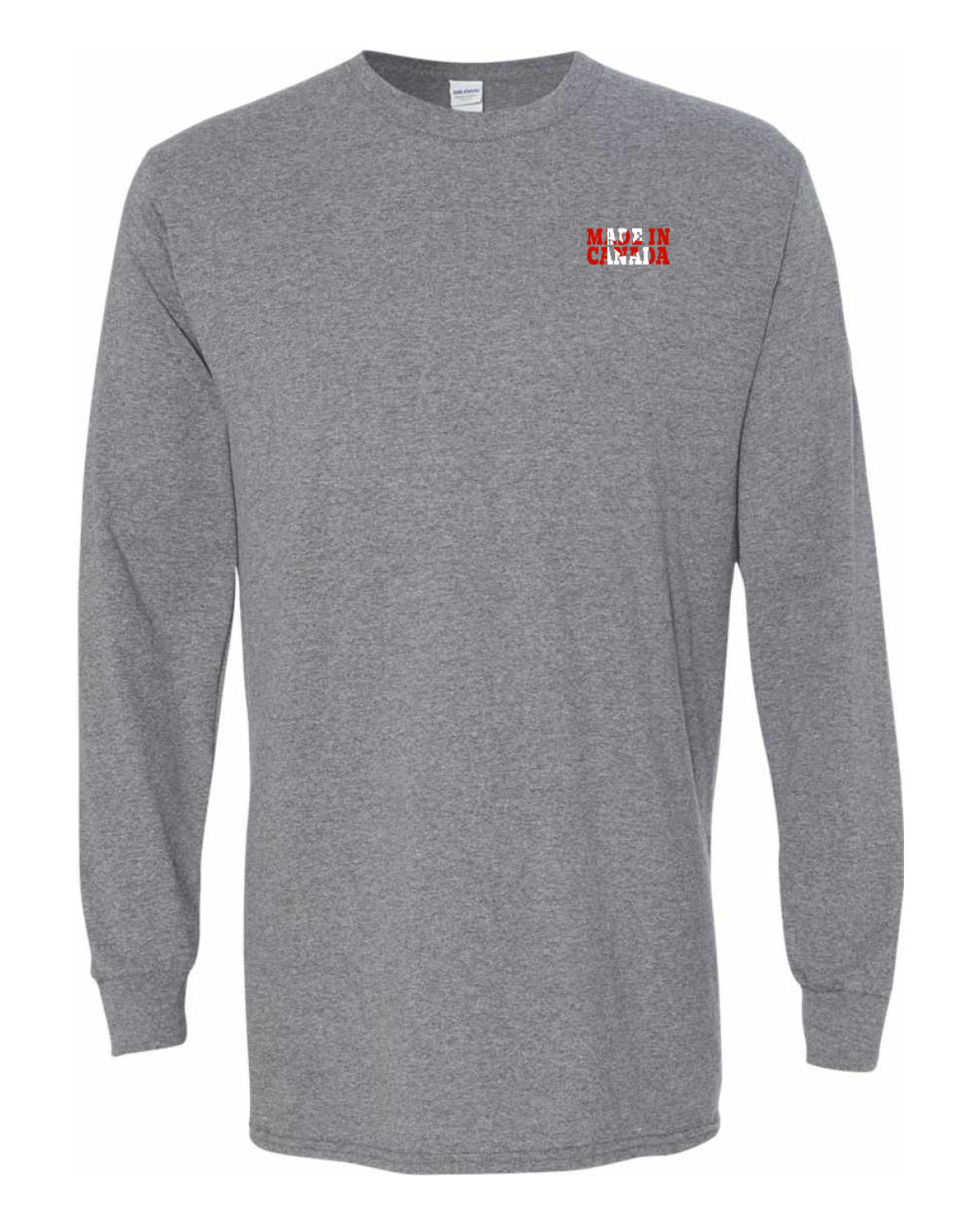 Made In Canada Flag Background Left Chest And Back  Long Sleeve Tee ) - Unisex