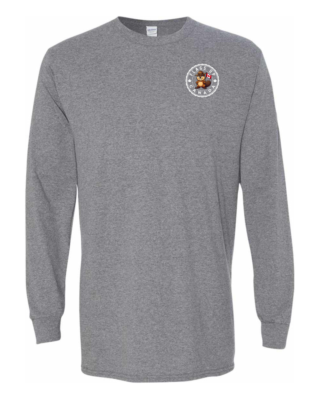 Flags Up Canada Male Beaver Version Left Chest And Back  Long Sleeve Tee ) - Unisex