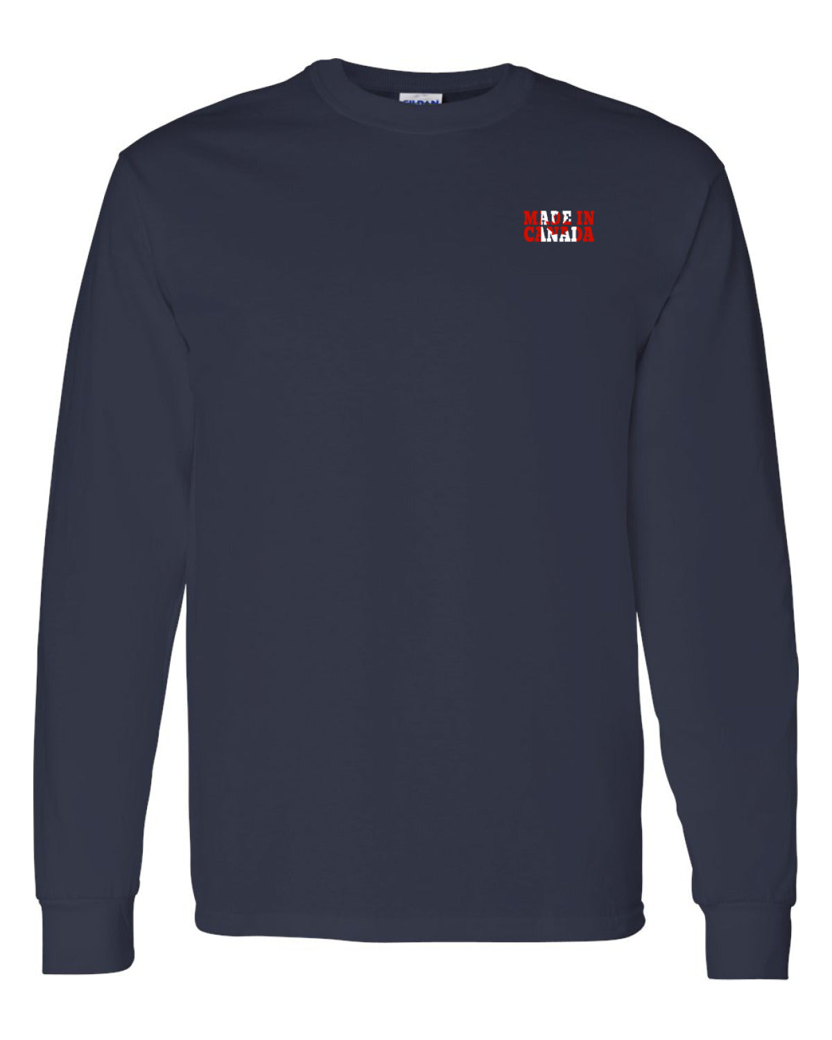 Made In Canada Flag Background Left Chest And Back  Long Sleeve Tee ) - Unisex