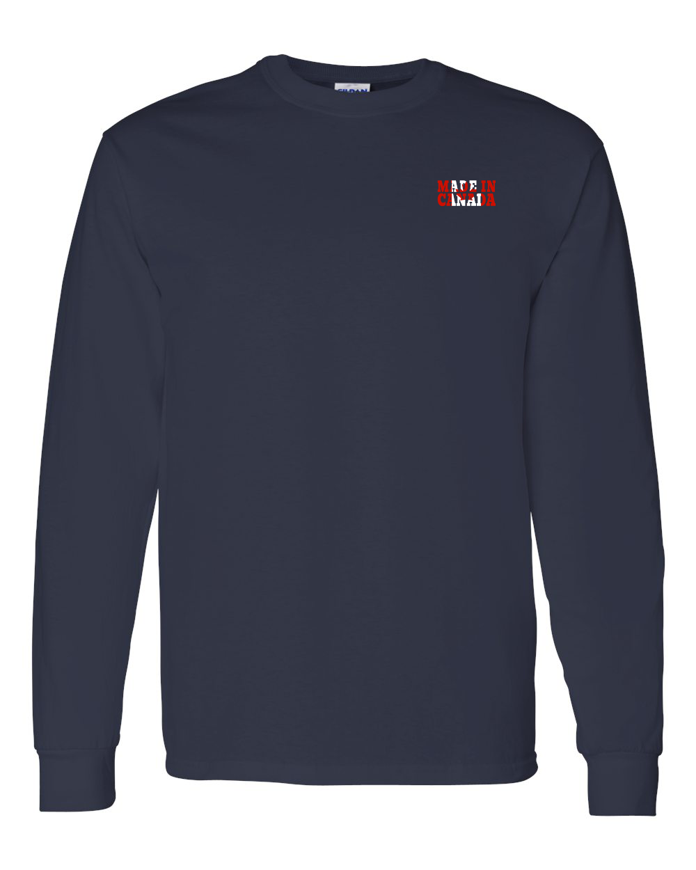 Made In Canada Flag Background Left Chest  Long Sleeve Tee ) - Unisex