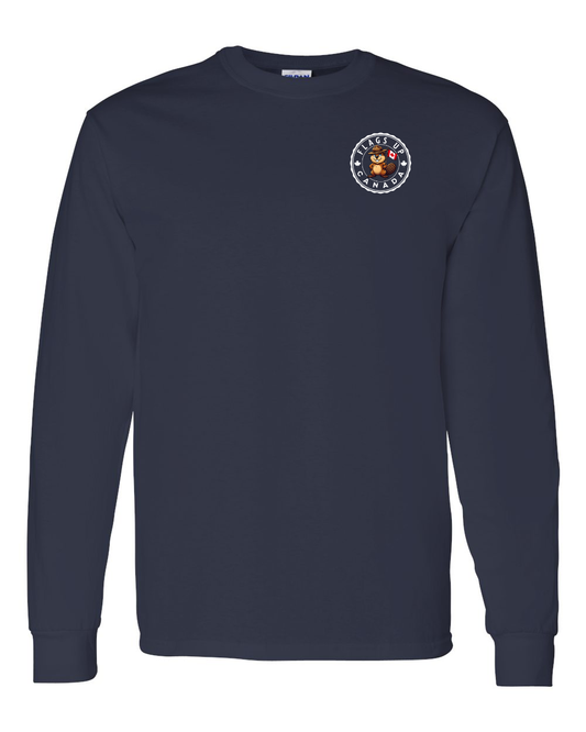 Flags Up Canada Male Beaver Version Left Chest Long Sleeve Tee - Gildan Canada (sewn Internationally )