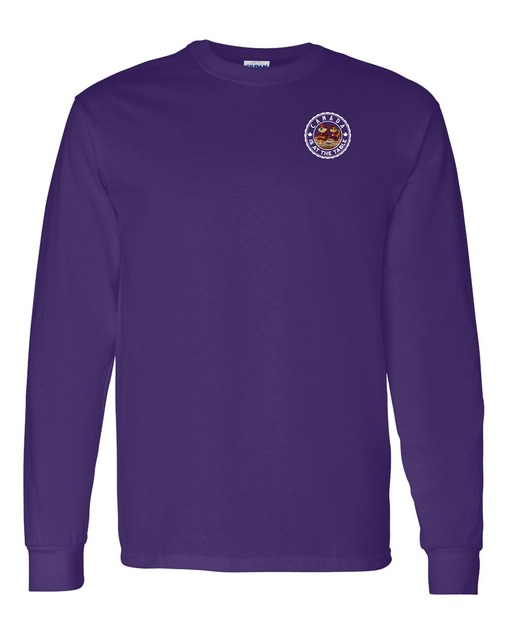 Canada Is At The Table Left Chest Long Sleeve Tee - Gildan Canada (sewn Internationally )