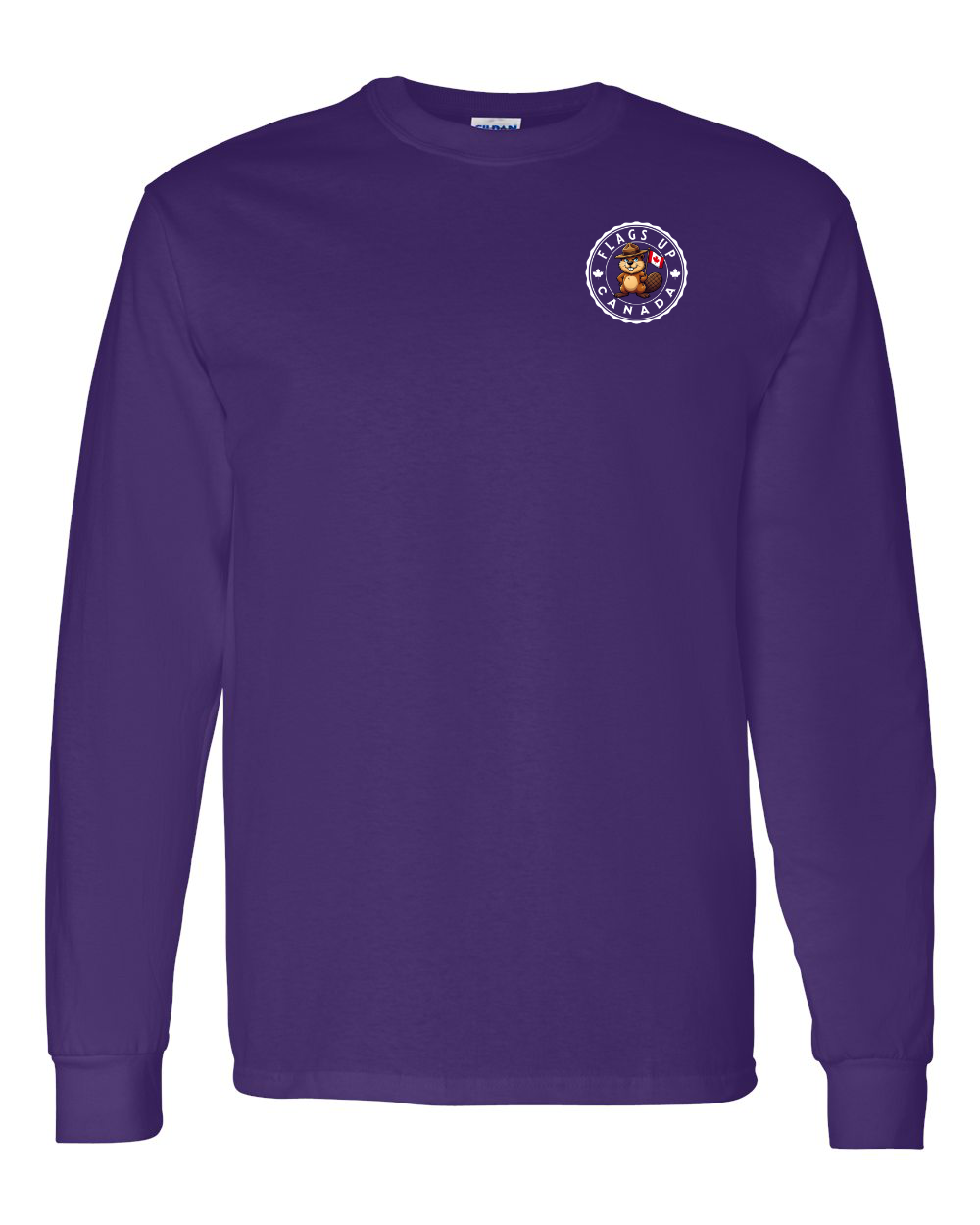 Flags Up Canada Male Beaver Version Left Chest  Long Sleeve Tee ) - Unisex