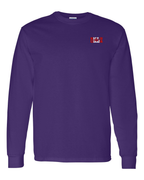 Made In Canada Flag Background Left Chest  Long Sleeve Tee ) - Unisex